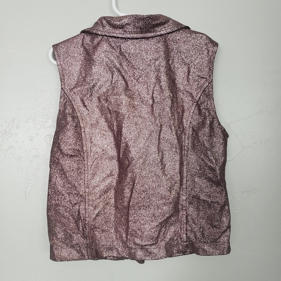 Wonder Nation Metallic Vest Side Zip Pink Black Lg - Picture 4 of 4
